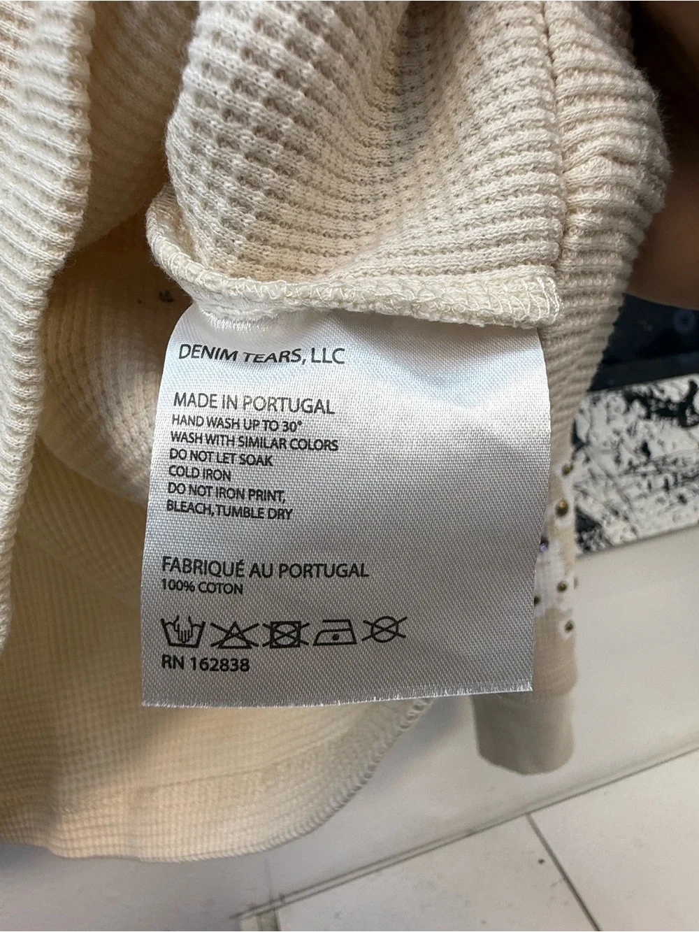 Denim Tears Embellished Cream Waffle-Knit sweatshirt - Picture 6 of 9